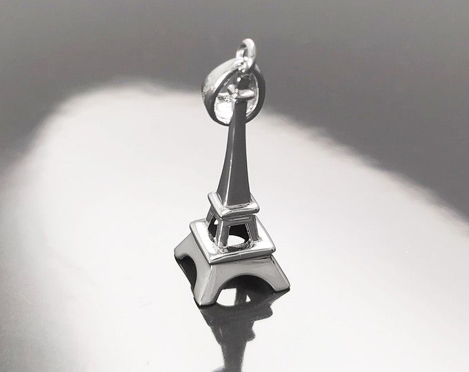 Eiffel Tower Pendant, Tour Eiffel charm Necklace, Sterling Silver 925, Iconic Gift from Paris, French emblematic symbol souvenir of France
