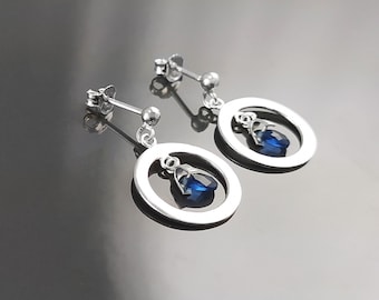 Pendientes de piedra azul, plata de ley, pendientes de racimo de piedras de uva Teardrop Blue Berry, color arándanos oscuros, joyería de cadena moderna