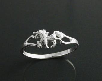 Sterling Silver Unicorn Ring, Dainty Enchanted Fairytale Jewelry
