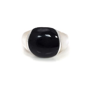 Bague Noir et Blanc Bague anneau Argent 925 Onyx Noir Nacre Blanche Bague Bombée, Bague Bicolore, Bague Moderne, Élégante, Discrète image 1