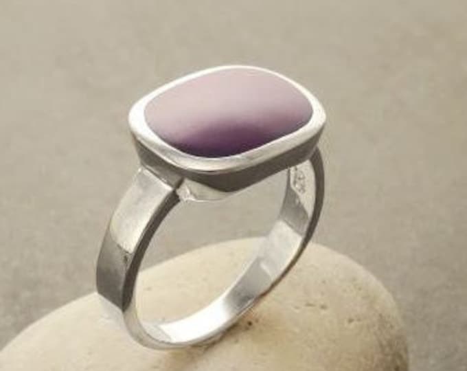 Purple Square Ring - Sterling Silver, Violet Rectangle Ring,  Purple Stone - Modern, Design Ring - Handmade, Designer Ring, Gift.