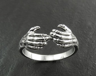 Hands Ring, Sterling Silver Jewelry, Wrap Hug Ring Around, Enclosing Embracing Hand, Grasped, Gripped Fingers Ring, Grabbed Hands Ring