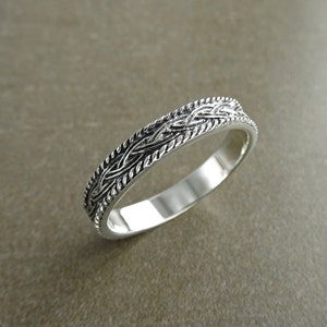 Celtic Band Ring, Sterling Silver 925, Celtic Ring, Entwined Braided Ring, Hipster Ring, wedding band, Original wedding Ring, Engraved Band image 4