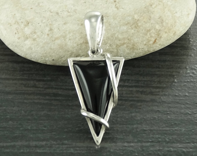 Black Small Pendant, , Silver, Pendant, Triangle, 925, Sterling Silver, Modern Style, Filigree, Original, Unique, Jewelry, Gift, Jewelry.