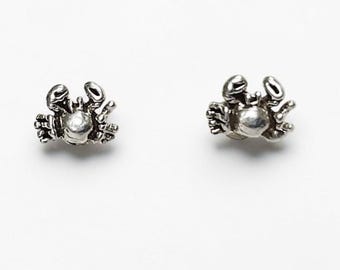 Boucles d'oreilles crabe - Argent 925 - Crabe en 3D - Puces thème de la mer - Clous d'oreilles mignons, amusants, fantaisistes et jolis