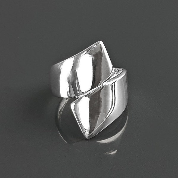 Sterling Sterling Silber, 925 Sterling Silber, Kreuz Ring, Kreuz Ring, moderner breiter Schmuck, Sterling Silber Ring