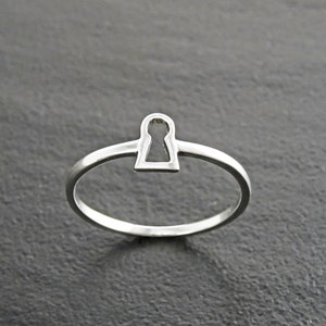 Dainty Keyhole Ring, Tiny Lock Ring, Sterling Silver, Girls Purity Ring, Promise Band Ring, True Love Waits Ring, Best Friends Secret Ring