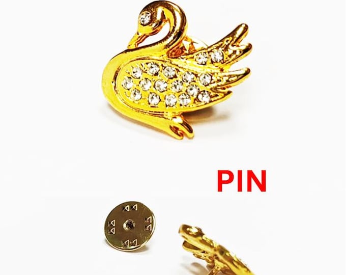 Swan Brooch Pin • Gilding Fine Gold & Crystal Brooch • Accessory for Jacket, Bags or Lapel • Bird Lover Gift  • Symbol of Elegance and Love