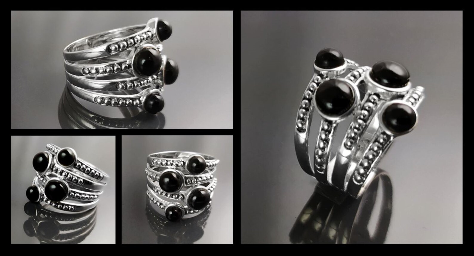 Bague Ancienne Multiple En Argent 925 - Taille 58, Anneau Vintage Occasion