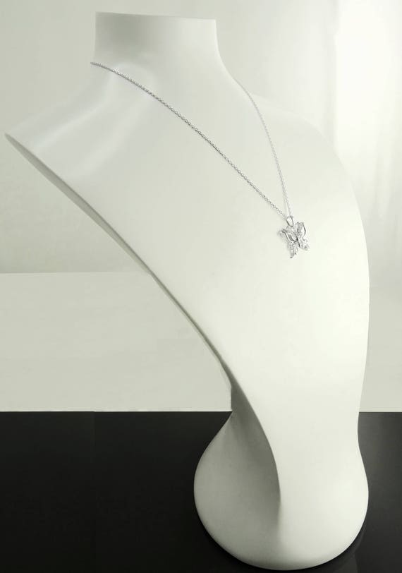 Ciondolo pendente Farfalla Grande strass in argento 925 - Collezione Hoops
