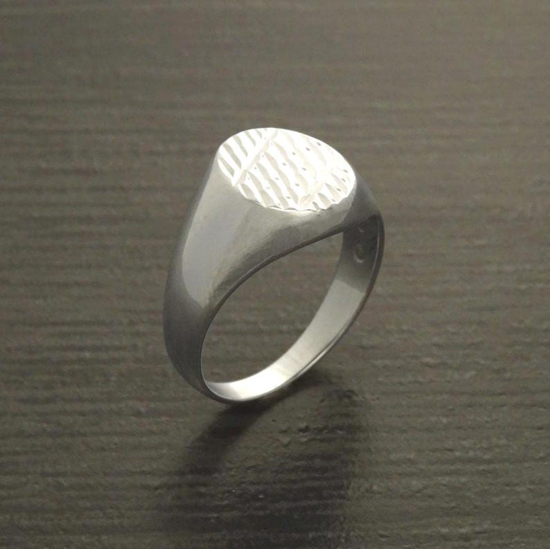 Mens Signet Ring 925, Sterling Silver jewelry, Light hollow Classic men’s signet, Engraved diamond Lines, man gift, Father's Day idea image 5