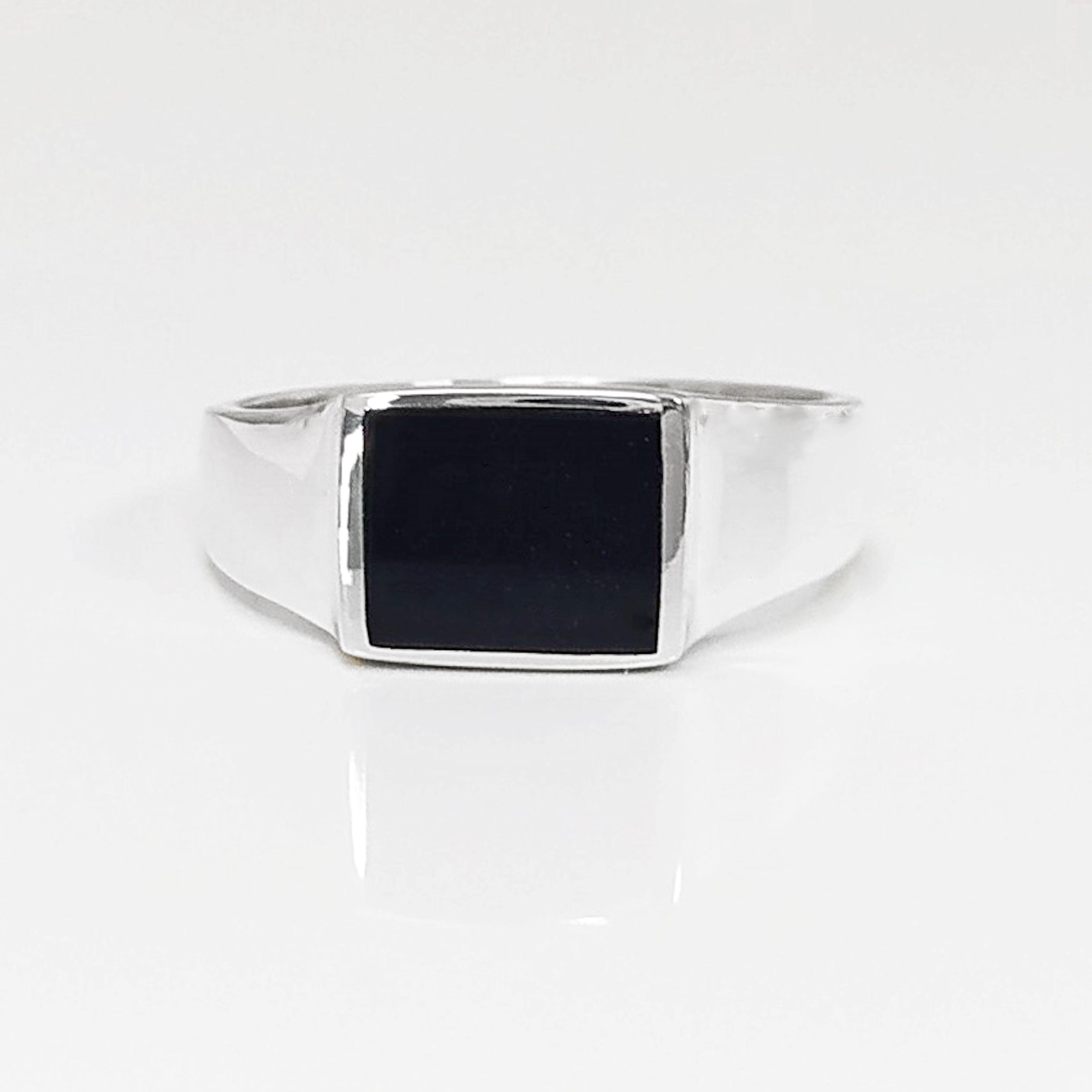 Sterling Silver Signet Ring with Black CZ,Pinky Ring,SV925 - Shop GreenRock  Jewelry General Rings - Pinkoi