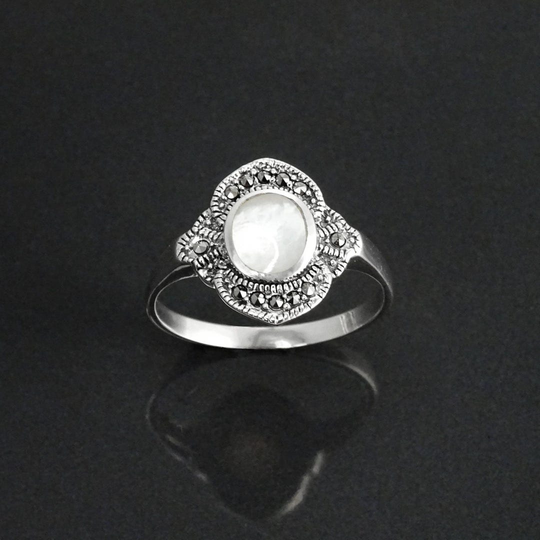 Dainty Vintage Ring, Sterling Silver, Small Art Deco Marcasites Ring ...