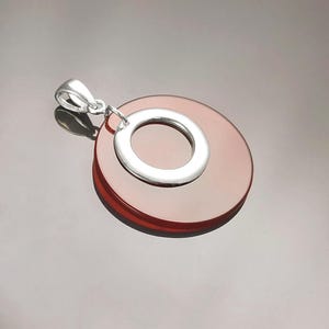 Colgante redondo rojo, plata de ley 925, discos de piedra de ágata roja, collar geométrico colgante moderno, joyería minimalista para mujer. imagen 4