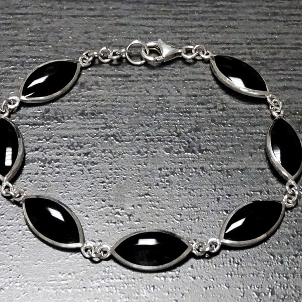 Black Stone Bangle Bracelet