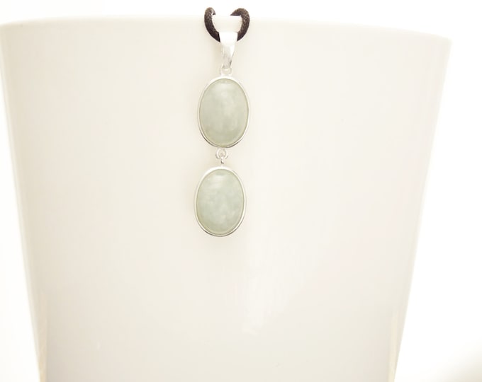 NATURAL Jade Pendant, Sterling Silver Genuine NOT-DYED stone Jade Light Green Gemstone Minimalist Necklace Real Jade Stone Modern Jewelry