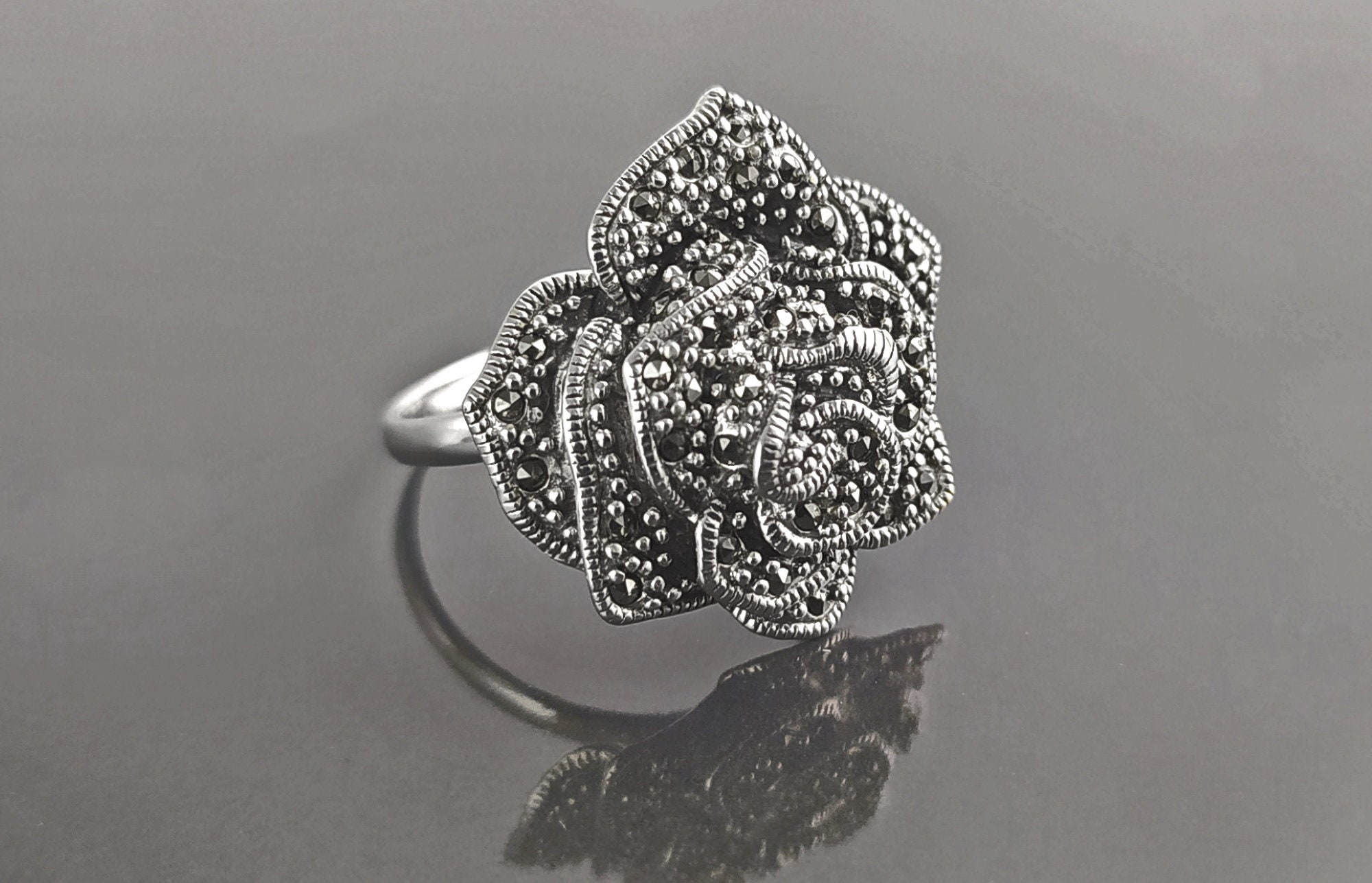 Marcasite rose ring deals