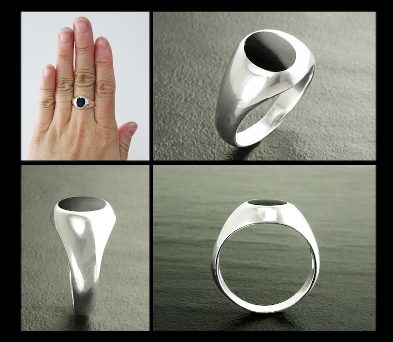 Onyx Ring Sterling Silver Black Oxford Oval Etsy