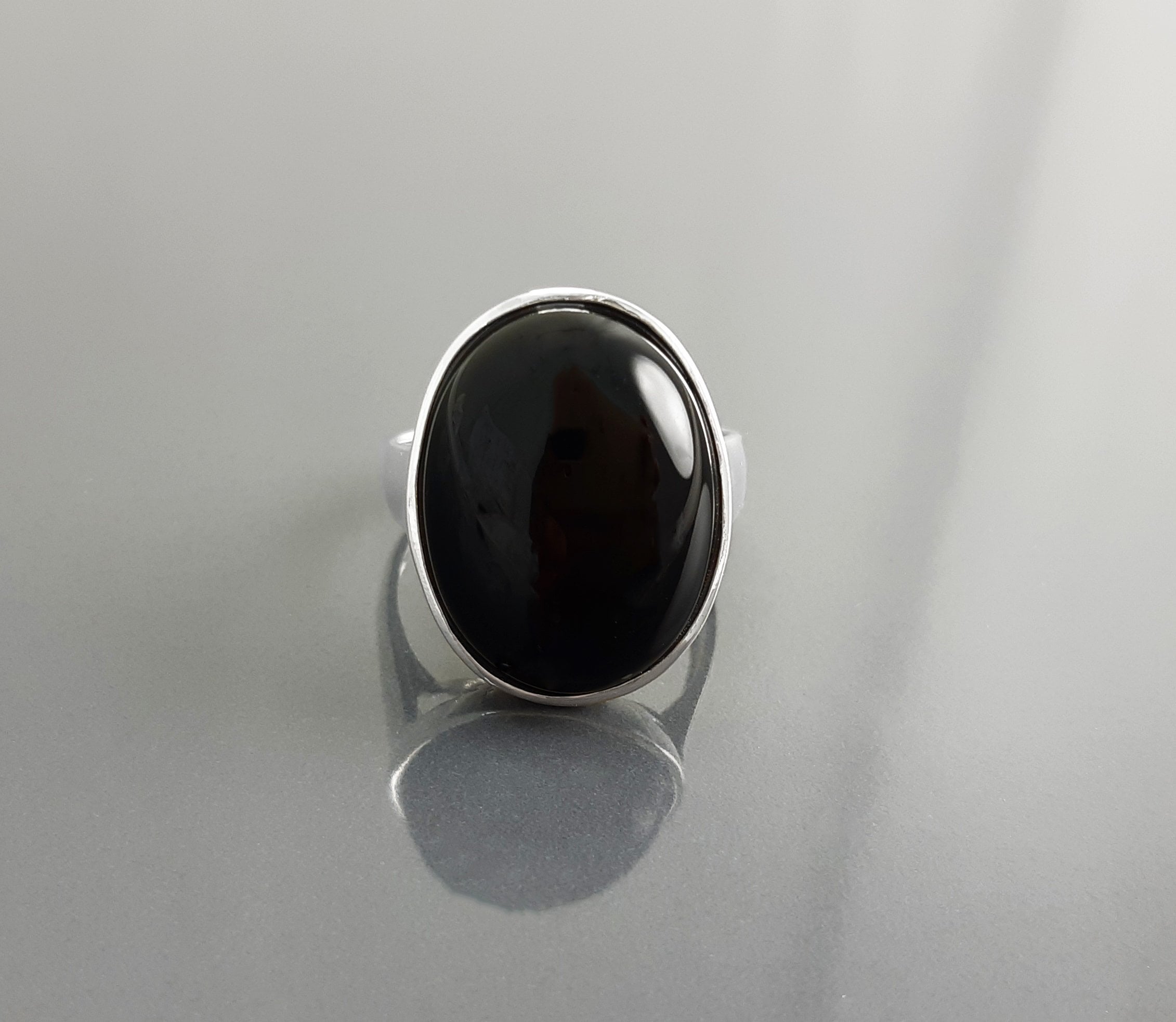 Onyx ring, sterling silver, natural black onyx gemstone, designer oval  stone ring, modern minimalist, birthstone unisex jewelry