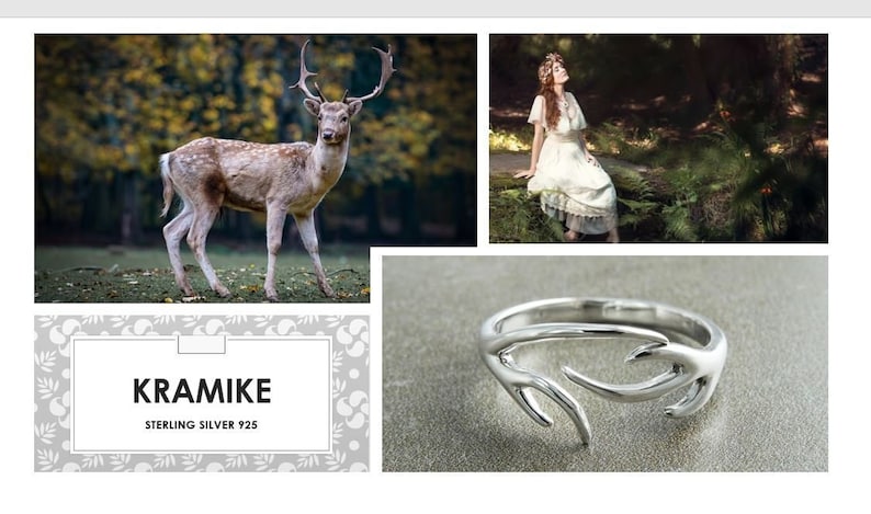 Deer Antler Ring, Sterling Silver Ring, Opened Ring, Dainty Ring, Band ring, Boho ring, Forest Jewelry, Nature Gift image 2