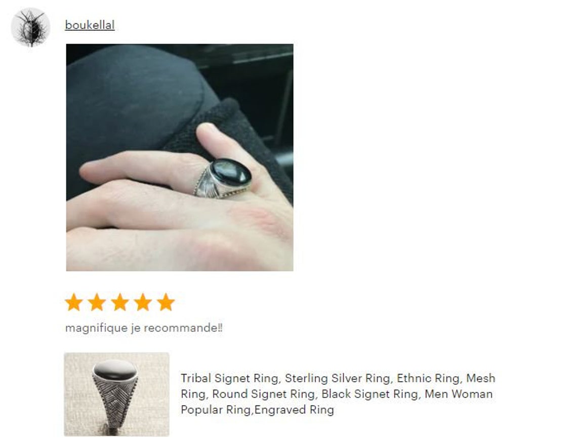 Bague Ancienne En Argent Massif 925 - Style Anneau Large Ethnique - Taille à Estimer - Occasion (portée)