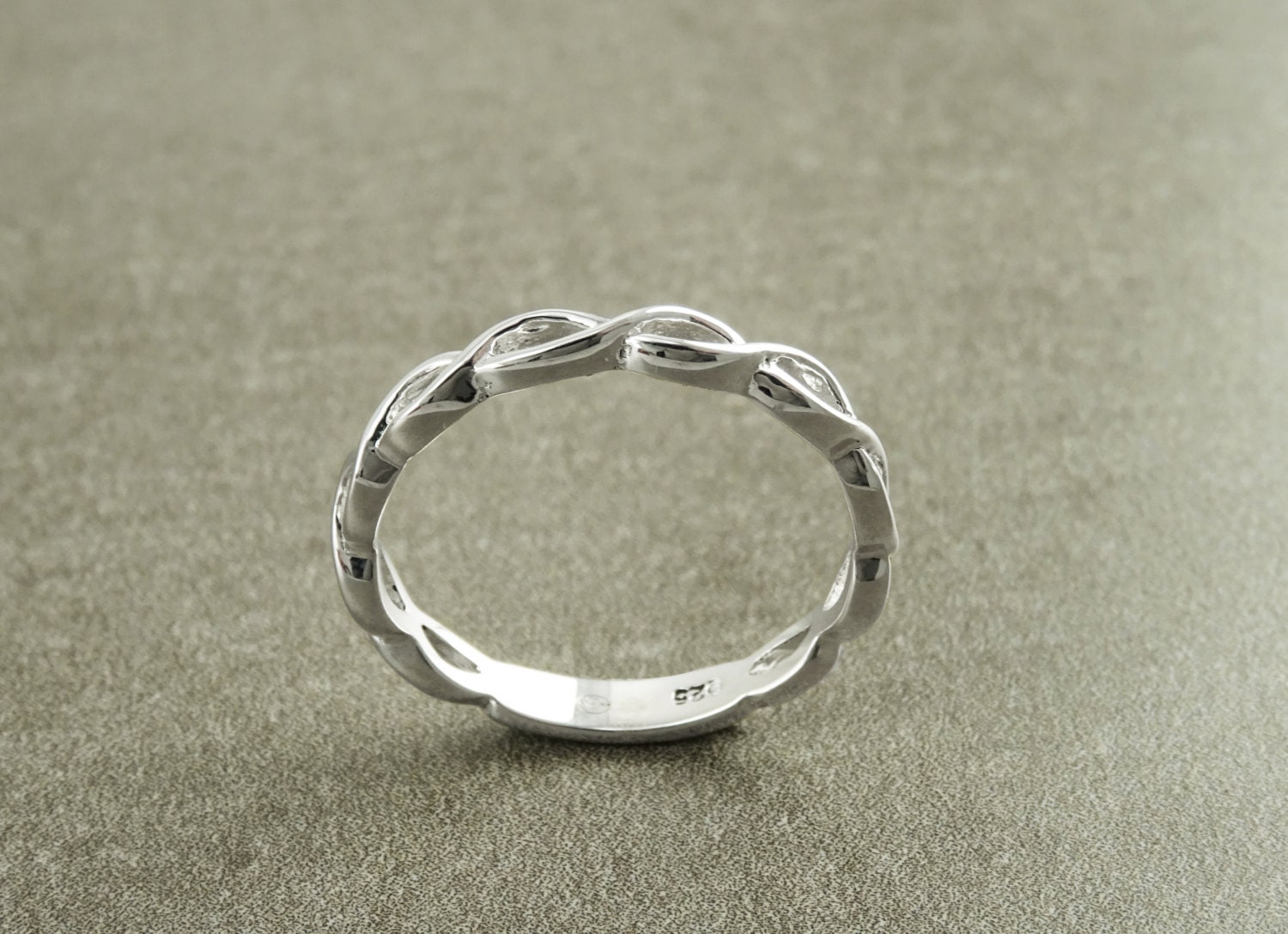 Celtic Braided Ring, Triskele of Spirals, Sterling Silver, Infinity