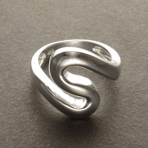 Sterling Squiggle Ring S Ring, Zigzag Ring Sterling Silver Ring Ring Wave Ring Large Spiral Ring Infinity Ring Swirl Ring image 2