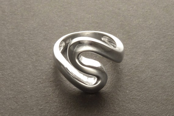 ヴィンテージ！Silver Chunky Bold Swirl Wave リング Sterling Squiggle Ring - 