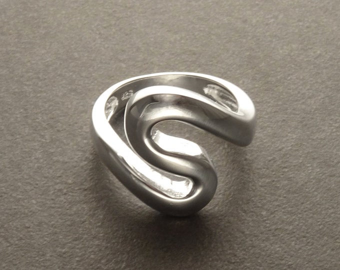 Zigzag Ring - Sterling Silver Ring - Ring - Wave Ring - Large Spiral Ring - Infinity Ring - Swirl Ring - Squiggle Ring - S ring