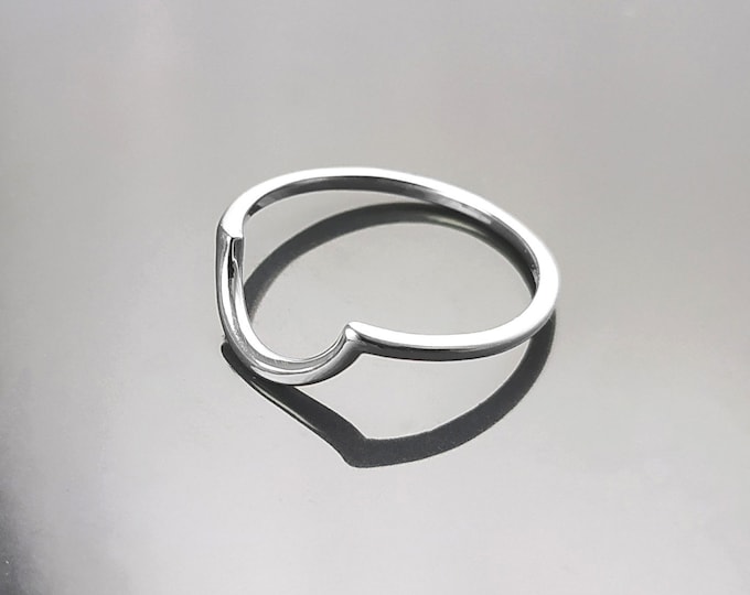 Arc ring, Sterling Silver, Ring, Half Moon Arch Ring, Half Circle Ring, Semi-Circle Ring, Modern Minimalist half round Ring, Curved Band,