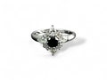 Black North Star Ring, Sterling Silver, Lab Diamonds simulant Stones (CZ), Engagement Promise Ring, Cluster Pave Stone, Modern Jewelry Gift