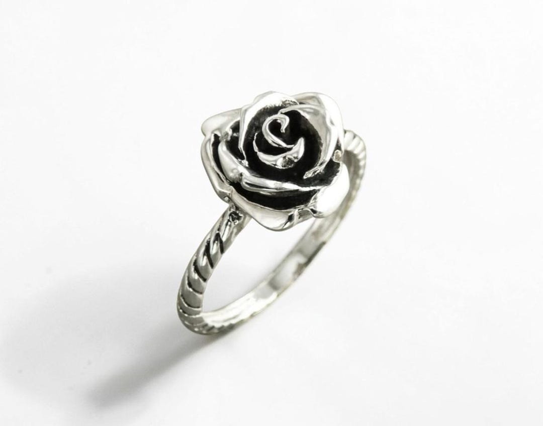 Rose Blossom Ring, Sterling Silver, Romantic Rose Flower, Engagement ...