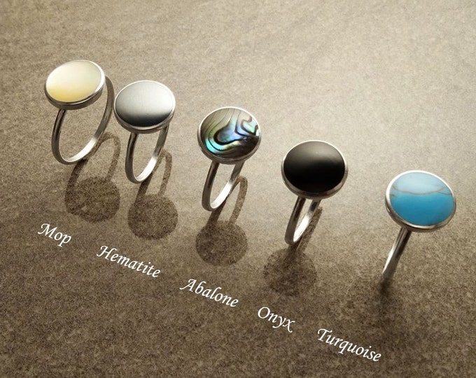 Stacking Stone Rings, Sterling Silver Ring, Round Ring, Gemstone ring, Small Ring, Personalized Ring, Stone Ring, Dainty Ring, Rings set