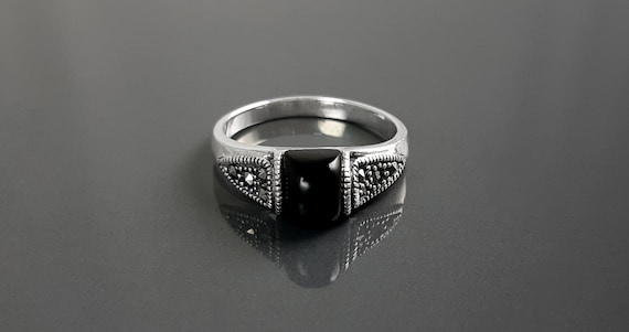 Anillo de estilo vintage, anillo de plata de ley con cúpula