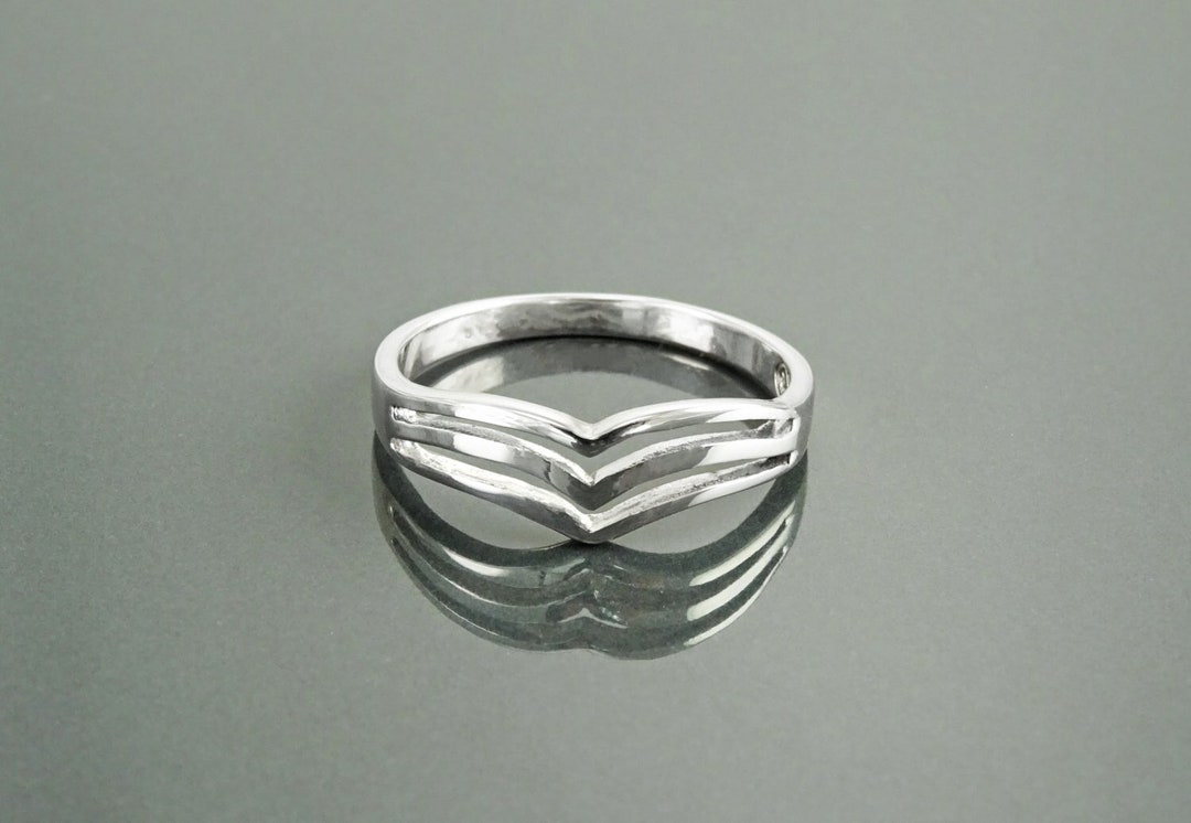 Chevron Ring, Sterling Silver, Triple Chevrons Ring, Spike Ring, Peak ...