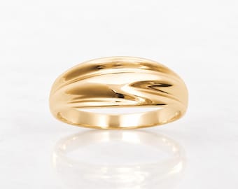Pleated Ring • 18K Gold plated • Polished Folded Band • Contemporary Design Jewelry