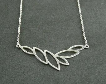 Leaves collar, Sterling Silver 925, Horizontal, Leaf Skeleton Necklace, Organic Nature gift for Woman, Jewelry, Foliage Choker,