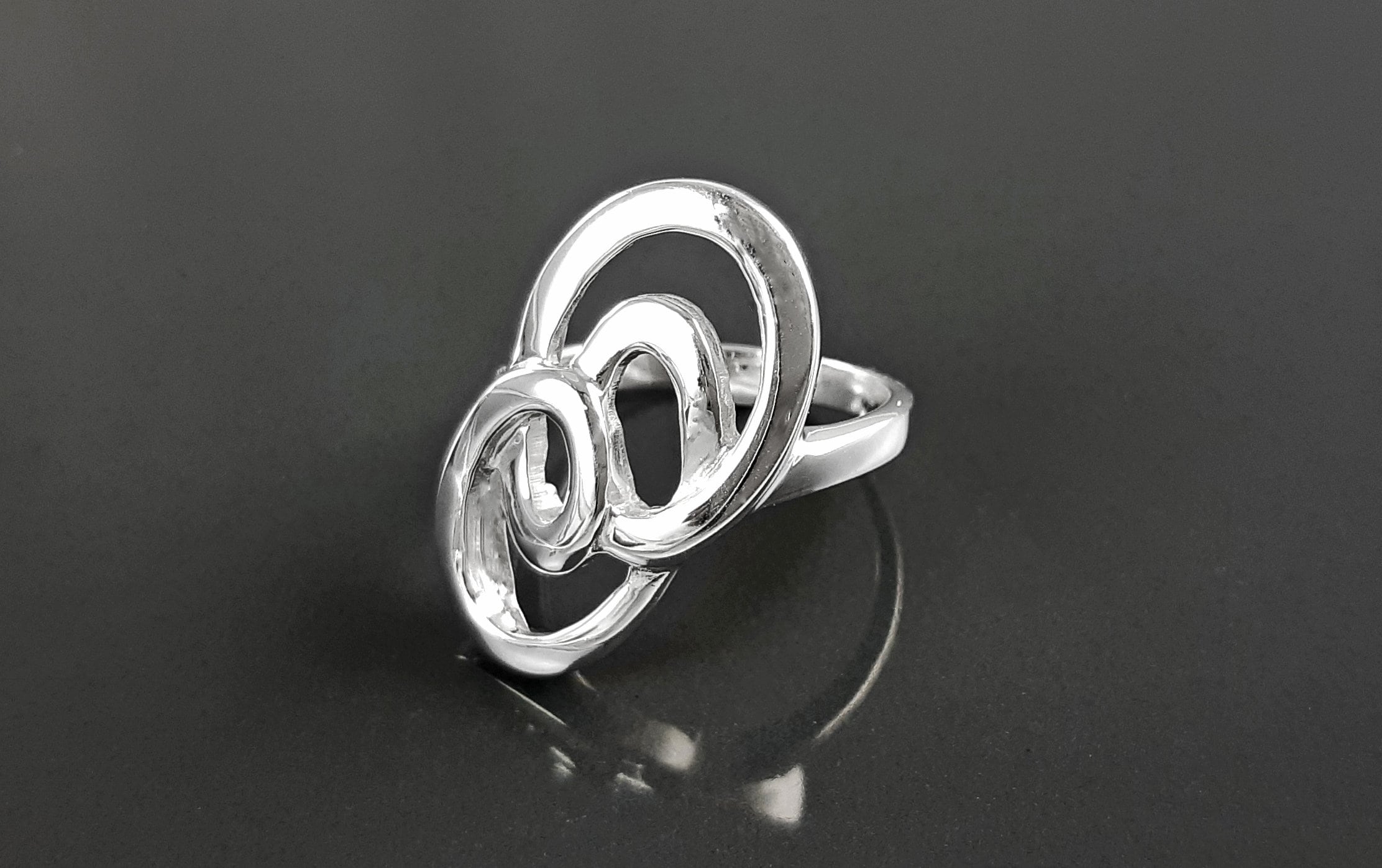 spiral ring, sterling silver, hand forged Infinity ring, modern