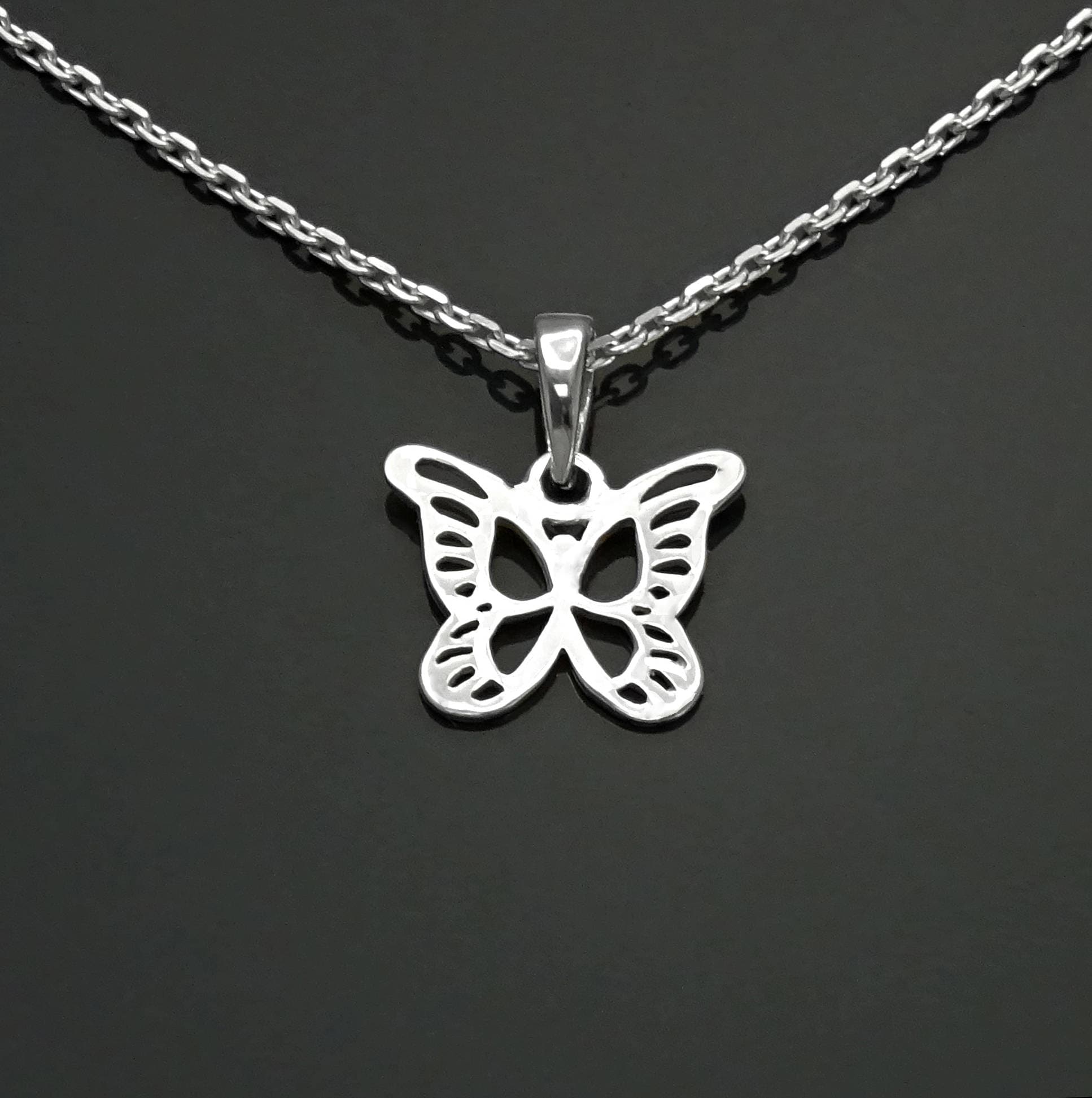 Butterfly Necklace, Sterling Silver, Filigree Butterflies Necklace