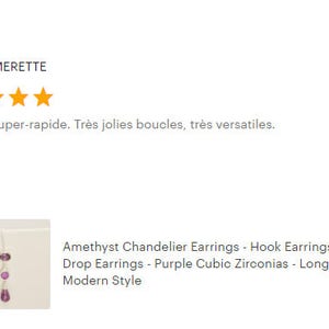 Violet Boucles Améthyste Crochets Argent 925 Boucles d'oreilles Pendantes serties de Zirconias Couleur Améthyste, Parure violette Amthyste image 9