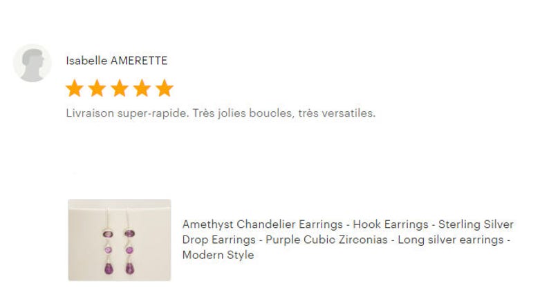 Violet Boucles Améthyste Crochets Argent 925 Boucles d'oreilles Pendantes serties de Zirconias Couleur Améthyste, Parure violette Amthyste image 9