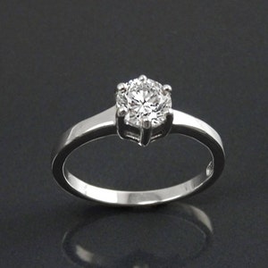 1ct Ring, Sterling Silver, Round Solitaire, 1 Ct High Grade CZ, Prongs setting, Standard size, Clear White Stone image 5