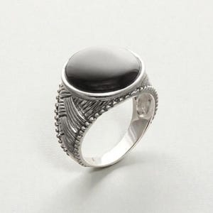 Anello intrecciato in argento sterling 925 con onice, gioielli in stile etnico tribale