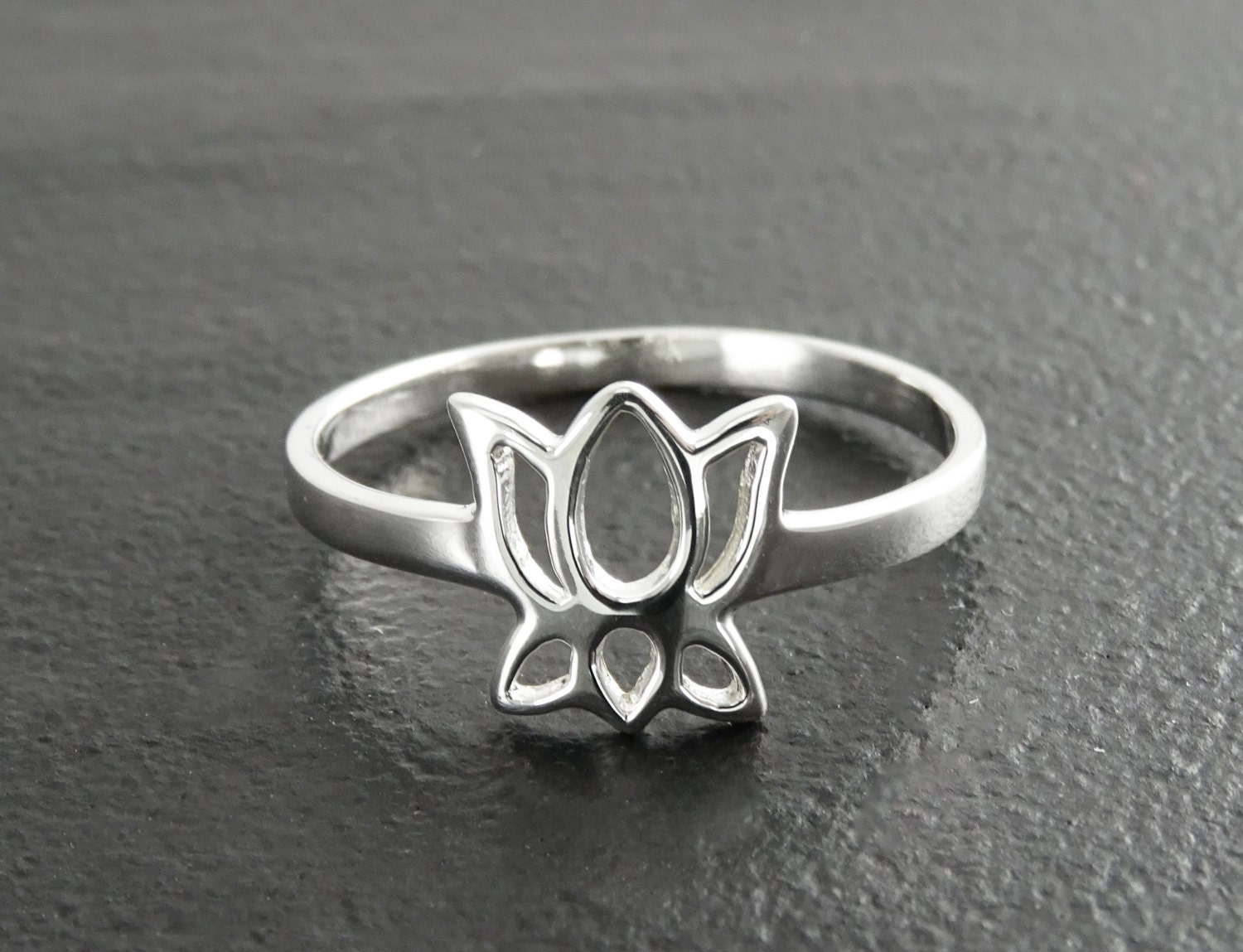 Lotus Ring, Sterling Silver, Dainty Lotus Ring, Lotus Zen Ring ...