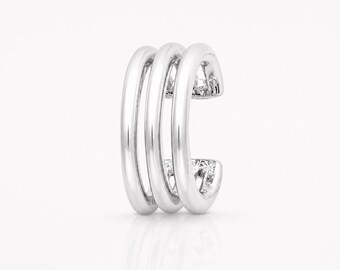 Triple Ear Cuff • Sterling Silver • Minimalist Multi Row Jewelry • Piercing Cartilage Helix