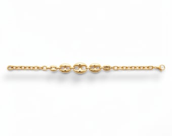 Bracelet Grains de café • Chaîne à maillons doré Or fin 18K • Bijou chic • Cadeau élégant pour elle