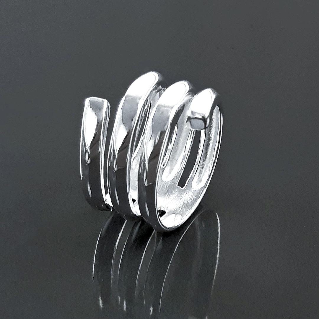Infinity Wrap Ring, Sterling Silver, Coiled Ring, Bypass Ring, Cuff ...