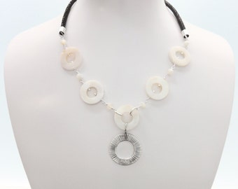 Collier Argent 925 Et Nacre Ronds Style Corde - CJBC Pour Fille