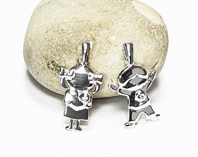 Boy and Girl Sterling Silver Pendant, Future Mother, Mother-to-Be, Mom, expectant, birth, newborn, pregnancy maternity, Baby Shower Jewelry