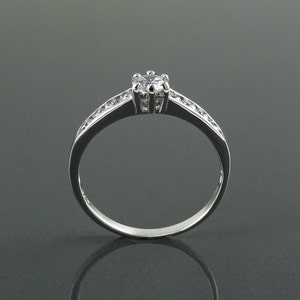 Bague Solitaire, Demi Alliance, Bague Pavage Demi-Tour, Argent 925, Zirconias Couleur Diamant image 3